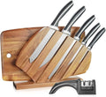 Harriet Knife Set - 7 Pieces Kitchen Knife Set with Cutting Board & Sharpener, High-Carbon Stainless Steel Knife Block Set, Chef Knife Set with Acacia Wood Knife Block