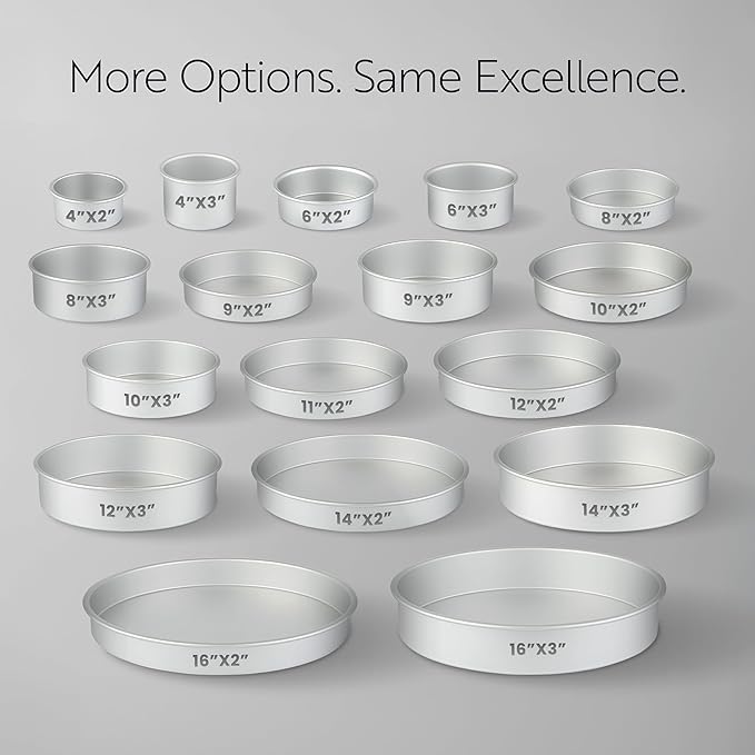 Restaurantware-Met Lux 8 x 2 Inch Straight-Sided Baking Tins, 12 Round Cake Pans - Oven-Ready, Freezable, Anodized Aluminum Round Baking Pans, Greaseproof, For Layer Birthday Cakes