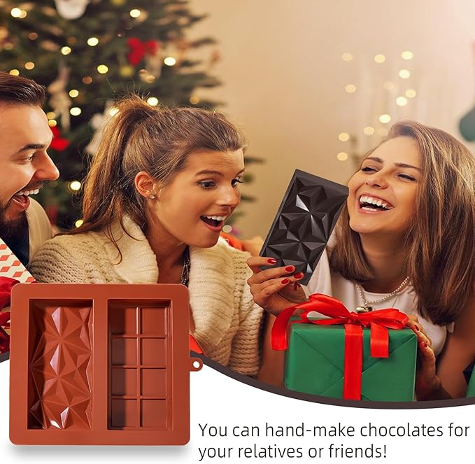 Chocolate Bar Mold Deep Dubai 1 Inch 2 Pcs Pistachio Chocolate Bar Silicone Thick Mold for Stuffed Bar, Large Candy Bar Mould for Filling