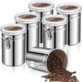 Lallisa 6 Pcs Stainless Steel Canisters 62 oz Stainless Steel Containers with Lids Food Storage Container with Airtight Clamp Lid Coffee Containers for Tea Sugar Coffee Flour Kitchen Counters
