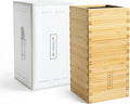 KAIZEN Bamboo Knife Block Without Knives - Perfectly Sized Universal Knife Holder for Knives, Scissors - Unique Knife Storage for Counter Top with Anti-Slip Base (Natural Wood)