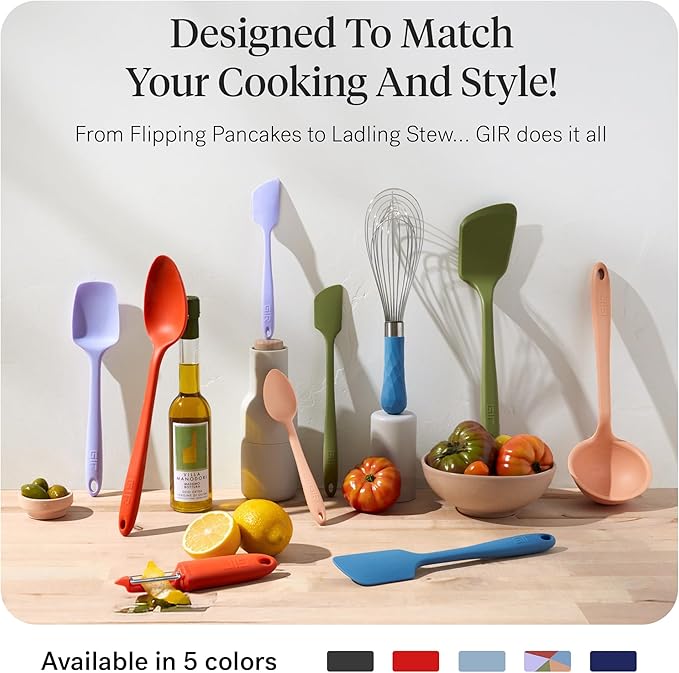GIR: Get It Right 10-Piece Silicone Ultimate Kitchen Utensil Set – Spatulas, Ladle, Flip, Spoons, Whisk, Peeler & Spoonula – Nonstick, Non-Toxic, Heat-Resistant – Red