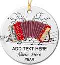 Unique Accordion Musical Ceramic Xmas Ornament 2025, Customized Year Text Name Accordionist Christmas Ornaments Gift for Accordion Player Friends Daughter Son Dad Mom,Personalized Accordions Ornament