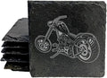 Level Up Your Man Cave: Rustic Chopper Coasters for The Motorcycle Enthusiast - Square Slate - Set of 4