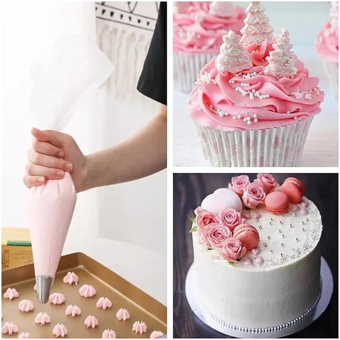 25 Inch Extra Large Piping Bags, AMBESTAR 200 Pieces Thick Disposable Anti Burst Icing Bags, Heavy Duty Icing Piping Bags Chocolate Royal Cupcake Cream Frosting Decorating Baking Supplies