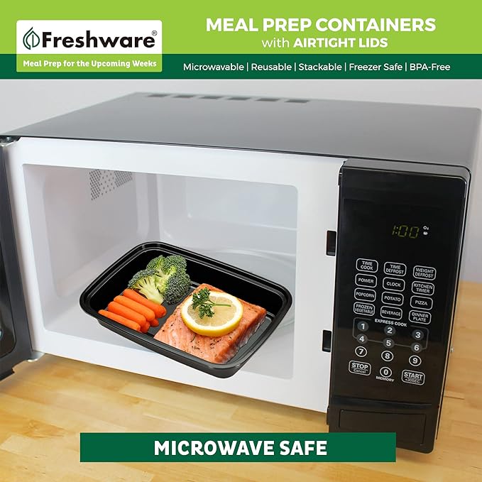 Freshware Meal Prep Containers [15 Pack] 1 Compartment Food Storage Containers with Lids, Bento Box, BPA Free, Stackable, Microwave/Dishwasher/Freezer Safe (28 oz)