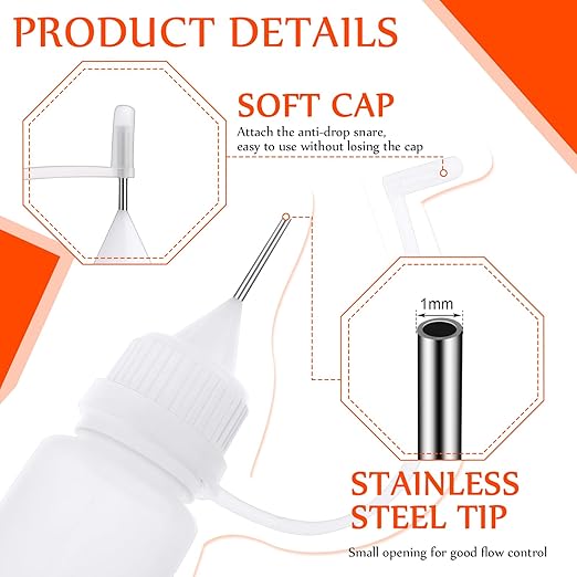 Zhehao 100 Pcs 10 ML Narrow Tip Applicator Bottle Mini Needle Tip Glue Bottle Applicator Precision Translucent Glue for Alcohol Ink DIY Quilling Acrylic Painting(White)