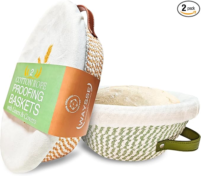 Banneton Bread Proofing Basket Set,Cotton Rope Sourdough Banneton Basket Oval Round, 10 inch Sourdough Bread Baking Supplies with 4 Liners, Handmade Proofing Bowls for Artisan Bakers Starter