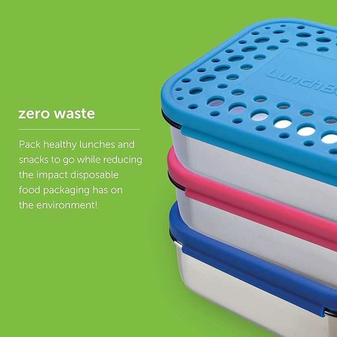 LunchBots Medium Uno Stainless Steel Sandwich Container - Open Design for Wraps - Salads or a Small Meal - Eco-Friendly - Dishwasher Safe and BPA-Free - Pink Dots