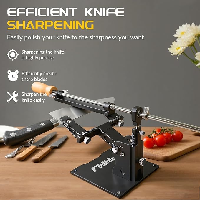Adjustable Knife Sharpening Kit - Diamond Stones from Repair (320) to Polish (2000) for Dull Blades | Angle Guide for Chef, Hunting, Pocket Knives
