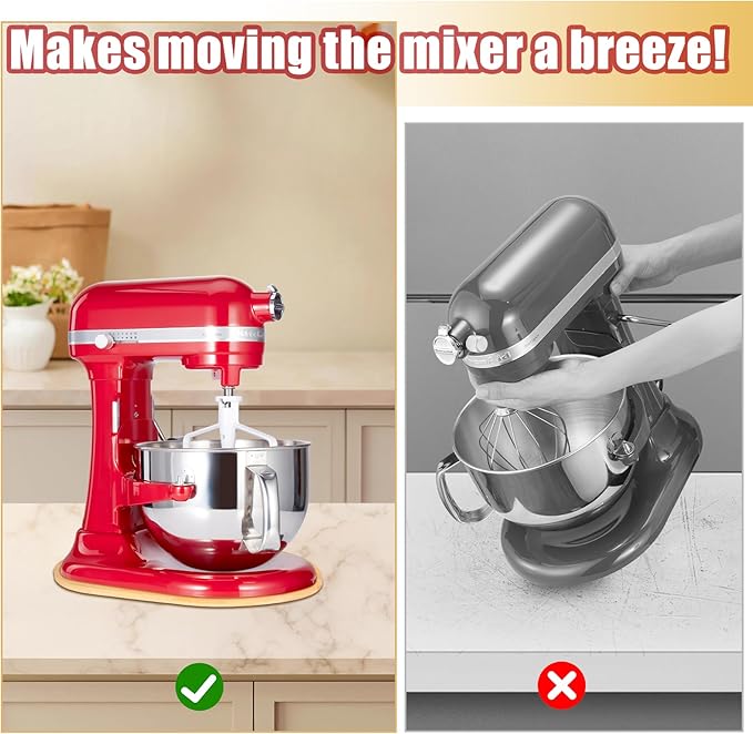 Mixer Sliding Slider Compatible with KitchenAid Bowl Lift Mixer - Bamboo Kitchen Countertop Storage Mover Sliding Caddy Moving Tray for Kitchen Aid 5-8 Qt Stand Mixer, Professional 600 Stand Mixer