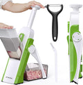 Safe Mandoline Slicer for Kitchen, Potato Slicer, Meal Prep, Adjustable/Easy to Clean/Storage, Kitchen Chopping Artifact, Paring Knife/Cleaning Brush (only Slice, Avocado Green)