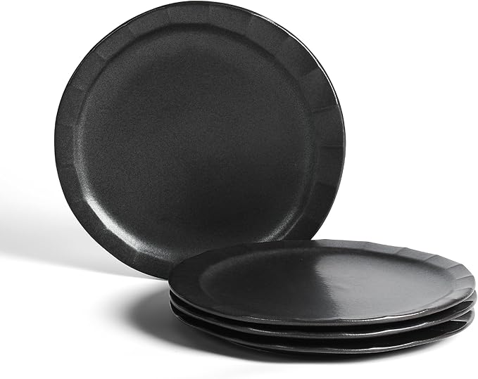 Stone Lain Oasis 4-Piece Dinner Plate Set Stoneware, Black