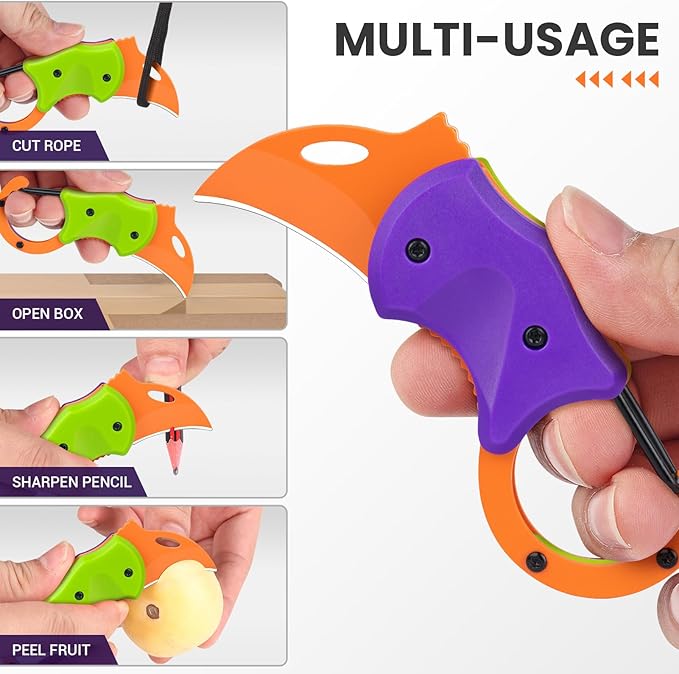 Small Pocket Knife for Men, Cool Folding Knife Box Cutter with 1.34 inch Sharp Blade, EDC Knives Tool for Everyday Carry, Great Gift for Men (Purple & Green)