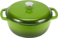 Amazon Basics Cast Iron Dutch Oven Pot with Lid, Enameled, Round, Dual Handles, Heavy-Duty, Medium, 6-Quart, Green