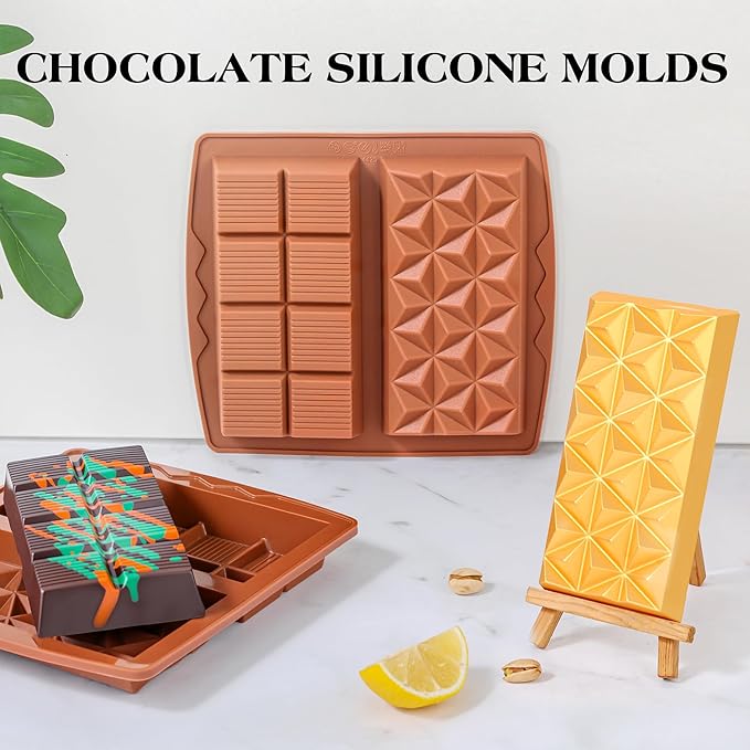 1 Inch Chocolate Bar Mold Deep Dubai Stuffed Chocolate Molds Silicone Large Break Apart Silicone Molds (Mix,2 Pcs）