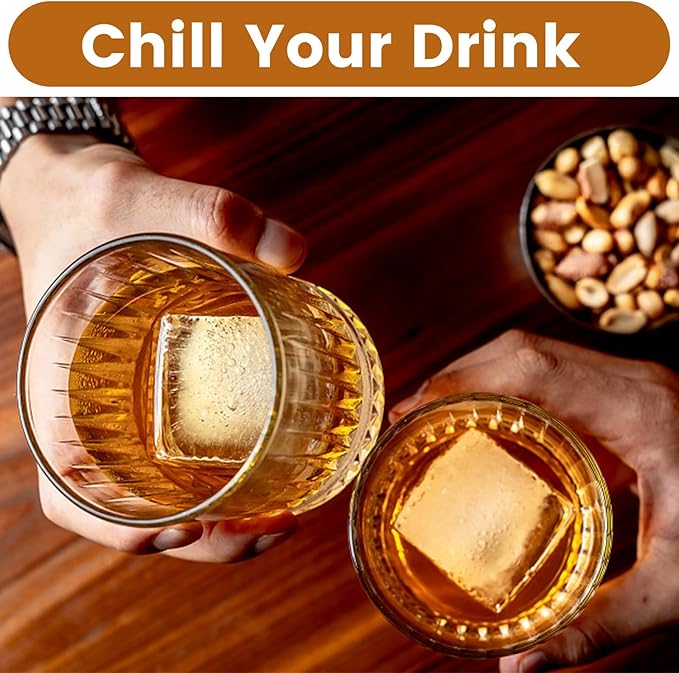 Large Silicone Ice Cube Tray 3Pack, SAWNZC Big Square Ice Cube Molds for Whisky Cocktail, Ice Maker Tray with Lid for Freezer, Easy Release (2, Blue)