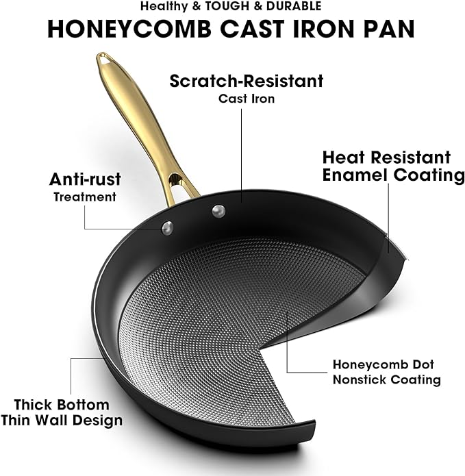 imarku Cast Iron Skillets, Non Stick Frying Pans 2Pcs - 10 inch & 12 Inch Frying Pan Set, Long Lasting Frying Pans Nonstick, Professional Nonstick Frying Pan Easy Clean, Christmas Gifts for Women Men