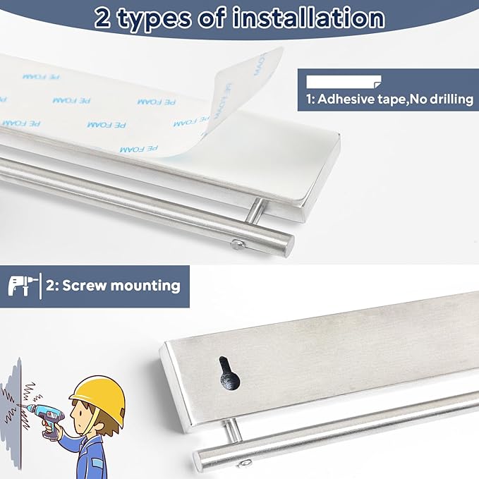 17 inch Magnetic Knife Holder with 10 Hooks, No Drilling Wall Mount, Powerful Magnet Rack