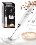 Milk Frother Rechargeable Handheld-Electric Whisk 3 Speed Adjustable, Coffee Frother Wand with 3 Stainless Whisks, Electric Foam Maker, Drink Mixer Blender for Latte Cappuccino Matcha Egg