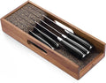 Enoking Knife Drawer Organizer Insert, In Drawer Knife Block, Acacia Wood Knife Holder with Cork Dividers For Kitchen Chef Steak Knife Storage Keep Drawer Tidy (Acacia Wood, 15 x 5.9 x 2.6 In)