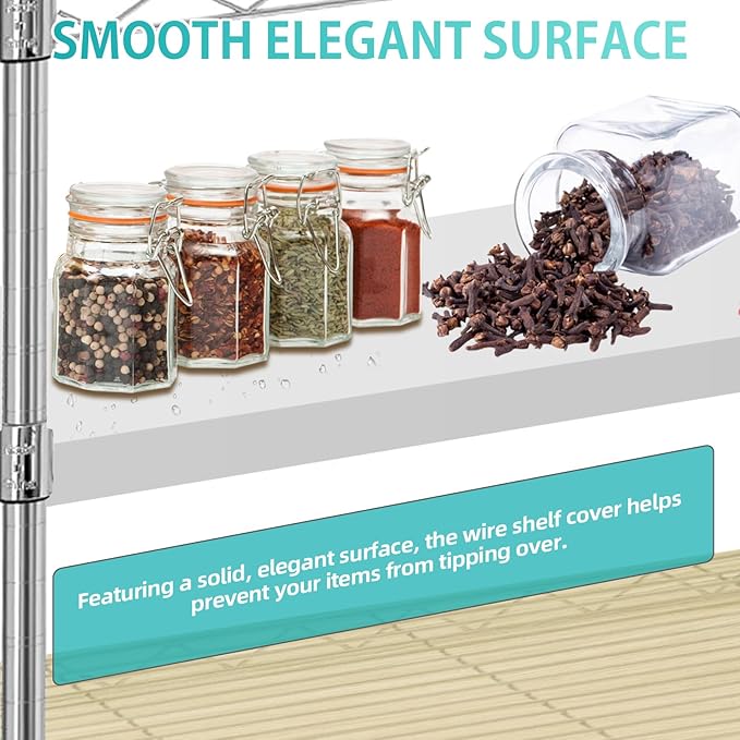 5 Pcs Wire Shelf Cover, 35X16X3 Inch Carbon Fiber Material Shelf Covers for Pantry Shelves(Not Wood), Waterproof Removable Closet Shelving Liner for Home Kitchen,Office Organization - White