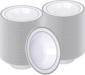 BESTVIP 200 Pack Plastic Bowls with Silver Rim, 12 oz Disposable Soup Bowls, Heavy-duty Dessert Fruit Bowl for Party, Wedding, Christmas, Thanksgiving, Dinner Catering