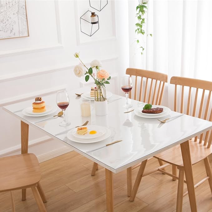 48 x 80 Inch Clear Table Cover Protector, Clear Table Protector for Dining Room Table, 1.5mm Plastic Table Cover, Waterproof Table Pad for Kitchen, Office