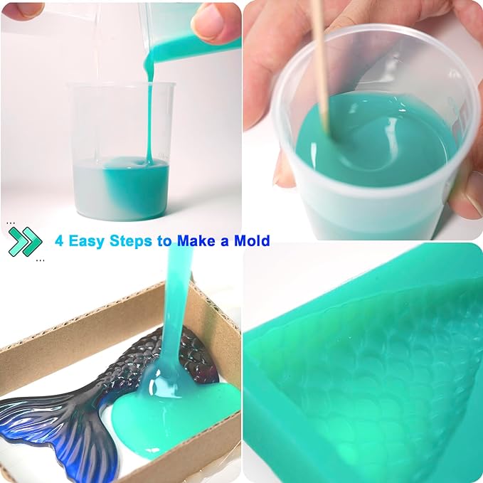BBDINO Silicone Mold Making Kit - Super Elastic Silicon for Mold-Making 2 Gallons - Platinum Grade 1A:1B Mixing- Ideal for Resin/Silicone/Soap Molds Casting Jade Green