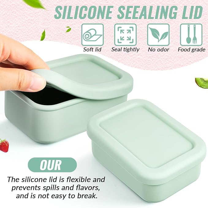 6 Packs 1 Cup Silicone Soup Freezer Molds with Lid Silicone Soup Freezer Trays Rectangle Reusable Food Preserving Tray Freezing Sauces Stews(Pink, Sage Green)