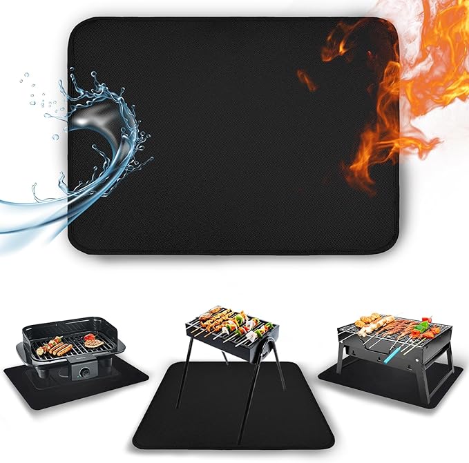 20" x 25" Rectangular Grill Mat, Fire Pit Mat Fireproof Under Grill Mat Oil-Proof Waterproof BBQ Pad for Outdoor Grill Accessories, Heat Resistant Protective Deck and Patio Mat Fire Resistant Pad