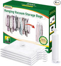 Hanging Vacuum Storage Bags For Clothes With Hand Pump,Coat Storage Bag Hanging,Vacuum Bags For Clothes,Space Saver Vacuum Storage Bags,Garment, Clothing, Dress, Suit, Long Coat, Jacket(Long 4 Pack）