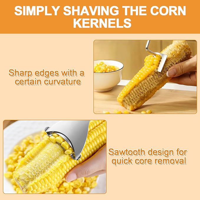 3 Pcs Corn Cob Peeler, Corn Stripper, Corn Holder, Corn Peeler with long handle Stainless Steel Corn Cob Stripper Tool, Efficient Design Perfect for Dining Enthusiasts