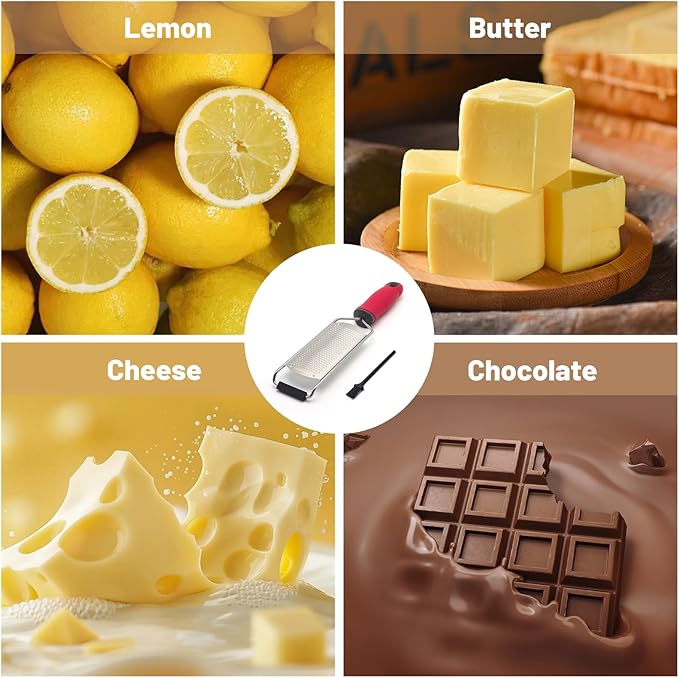 Cheese Grater Lemon Zester, Stainless Steel Grater Citrus Zester Tool for Parmesan Cheese Lemon, Ginger, Cheese, Nutmeg, Potato, Chocolate and Garlic, With Protective Cover-Black