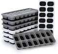 Silicone Ice Cube Tray, 8 Pack Easy-Release & Flexible 14-Ice Cube Trays with Spill-Resistant Removable Lid, Stackable Ice Trays with Covers for Freezer, Cocktail (4 Black+ 4 Grey)