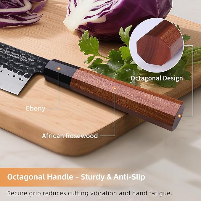 FINDKING Brisket Slicing Knife 12 Inch, Sharp Carving Knife for Meat, BBQ, High Carbon Steel Blade, African Rosewood Octagonal Handle (Dynasty Series)