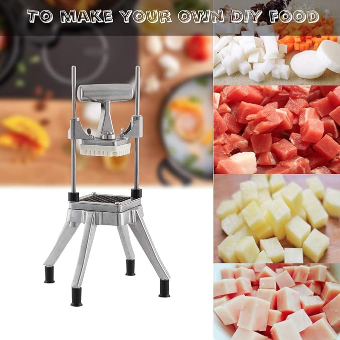 Commercial French Fry Cutter, 1/4" & 3/8" Aluminum Frame S-Steel Blade Quick Chopper Machine Easy for Onion Tomato Pepper Potato