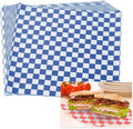PATIKIL 8.7" x 8.7" Waxed Paper Sheets, 50Pcs Square Pattern Oil-absorbing Dry Food Wrapping Paper for Bakery Coffee Shop Home Baking Kitchen DIY, Blue