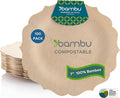 Bambu Pack of 100-7 Inch Disposable Bamboo Plates Fancy, Biodegradable Eco Friendly Products, Bamboo Disposable Plates for Party, Weddings, and Events, Great For Any Occasion - Bulk Case