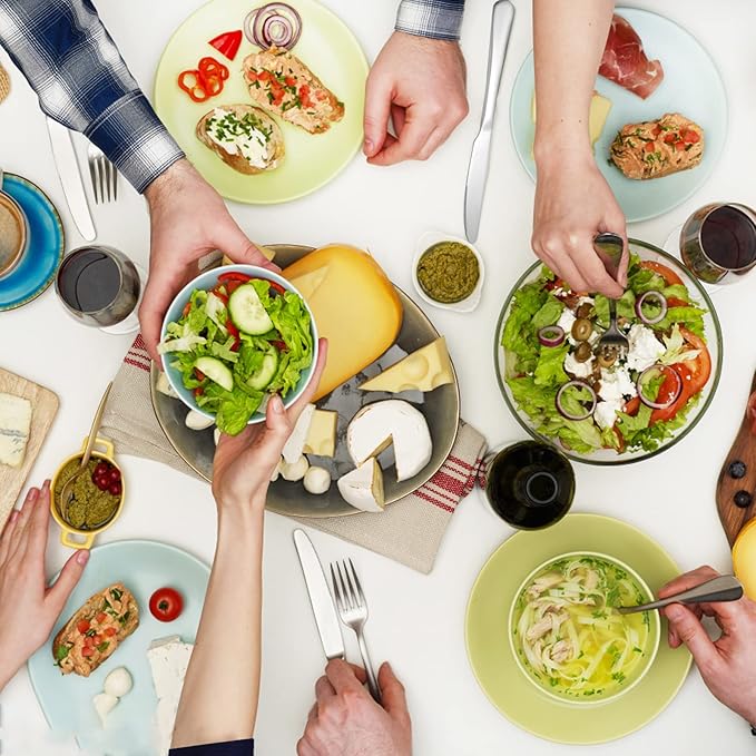 SANTUO Dessert Forks Set - 8-piece Stainless Steel Salad Forks Cream Fork Flatware Set Reusable for Household Use or Camping - Silver 6.7 Inches