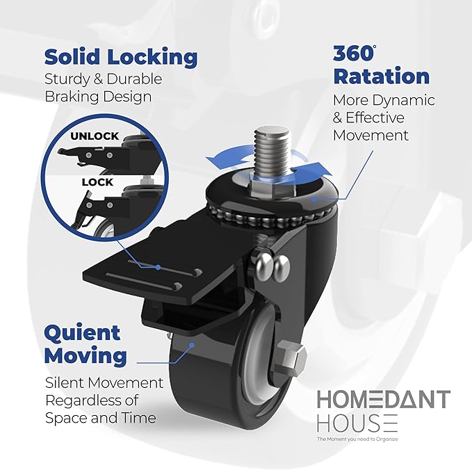 HOMEDANT House White 5-Tier Metal Rolling Cart Shelf Rack Casters Heavy Duty Wheel Shelving Unit Adjustable Utility Storage Shelves Organizer Shelf Kitchen Garage 24.4" W x 16.5" D x 62.2" H 3Pack