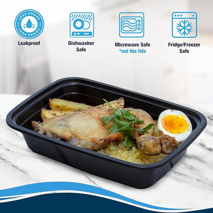 Ruthy's Outlet Meal Prep Containers W/Lids -Square Food Storage – BPA-Free| Stackable | Microwave | Freezer & Dishwasher Safe | Reusable Lunch Bento Box Portion Control & Planning (30 Pack, 24 oz)