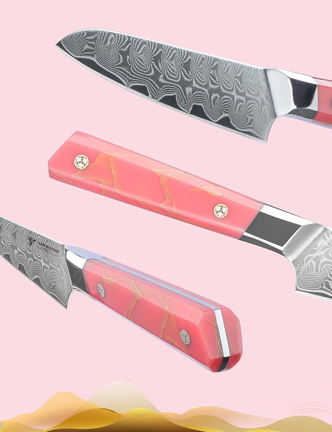 Kitchen Utility Knife 5 Inch, Professional Kitchen Chef Knife, Ultra Sharp Damascus Powder Steel with Full-tang Resin Handle, SHENG Series