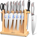 Japanese Knives Set for Kitchen, Magnetic Knife Set with Block and Sharpener, Stainless Steel Knife Set as Gift for Couple, Wedding, Women or Mom with Gift Box, 14 PCS Redd Dot