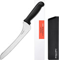 9 Inch Offset Serrated Bread Knife, Wavy Edge knife, High Carbon Stainless Steel Multi-Purpose Kitchen Knife for Homemade Bread, Crusty Breads, Cake, Bagel