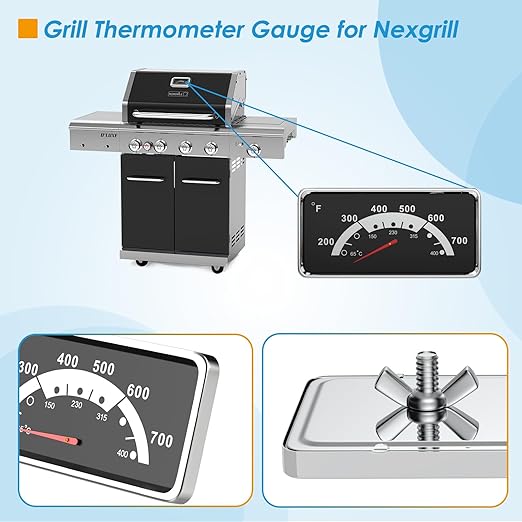 3 5/8" Grill Thermometer Gauge for Nexgrill 720-0830A 720-0864M 720-0896C 720-0896 Kenmore Grill Replacement Parts 148.16154211 148.34178411 146.23673310, Grill Heat Indicator for Nexgrill