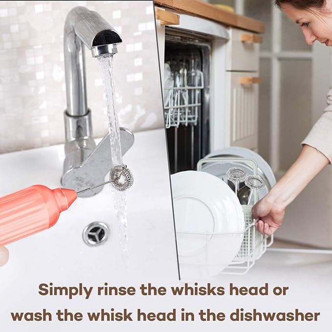 Milk Frother Handheld with 3 Stainless Steel Whisks, Rechargeable Electric Drink Mixer with Stand & Travel Case, Milk Foamer for Coffee, Latte, Cappuccino, Hot Chocolate, Egg,Jam Supplement-Mint