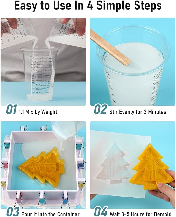 Nicpro 80oz Silicone Mold Making Kit, 15A Platinum Liquid Silicone Rubber, Flexible Silicone Molds Maker Mix Ratio 1:1 for Casting 3D Resins Candle Soap Molds DIY with Gloves, Sticks, Mixing Cups