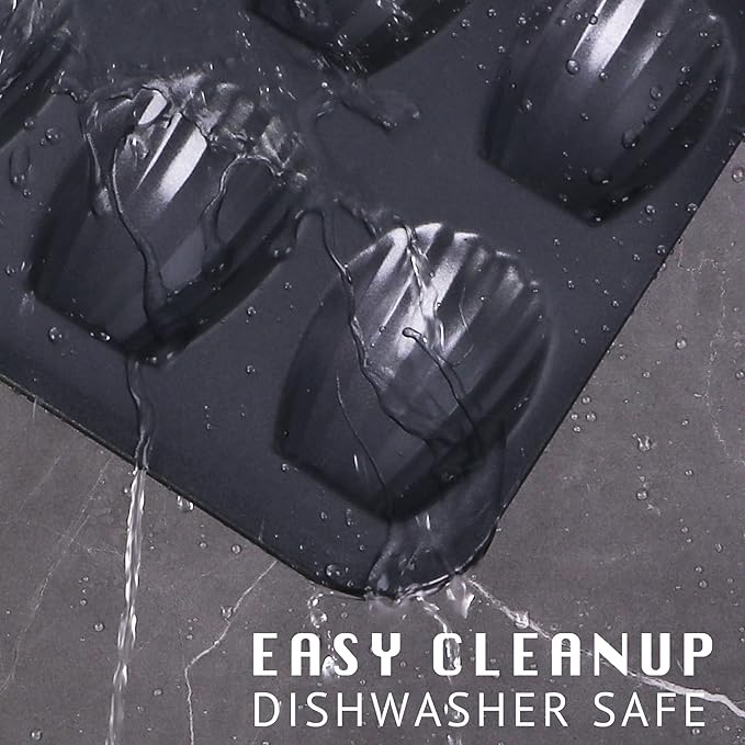 HONGBAKE Nonstick Madeleine Pan 2 Pack 12-Cavity Heavy Duty Madeleine Cookies Trays for Oven Baking, Warp Resistant Shell Shape Madeleine Mold Cake Pan, Space Grey