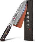 Santoku Knife 7 Inch Japanese Chef Knife with 67 Layers Damascus Steel AUS-10 Core, Razor Sharp Chefs Knife with Full-Tang Ebony Wood Handle and Premium Gift Box(Hammered Damascus Series)